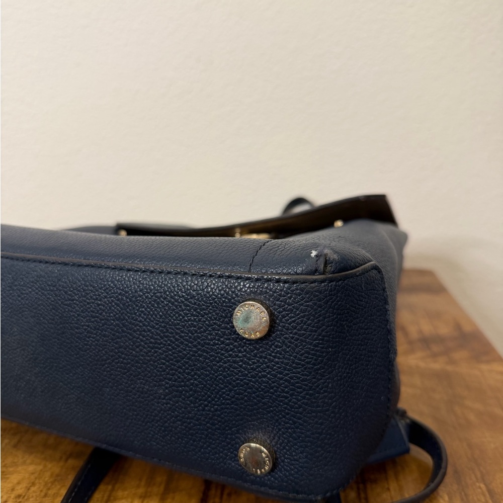 Michael Kors Dark Blue Hayes Backpack with Gold Lock - Picture 5 of 7